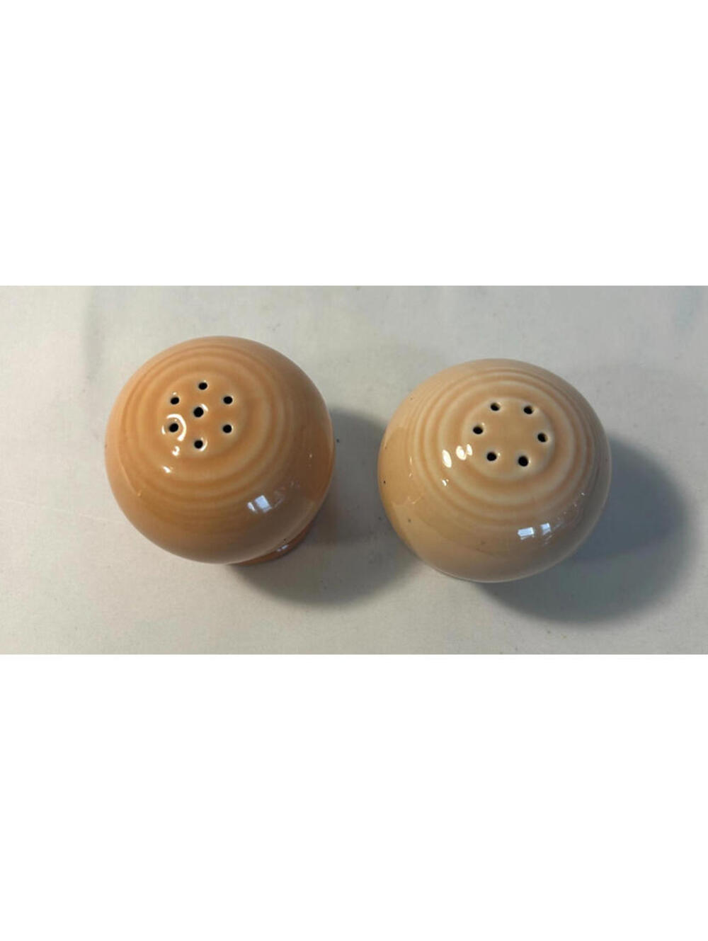 Fiesta - Apricot Peach Ball Salt and Pepper Set Shakers Ceramic Homer Laughlin